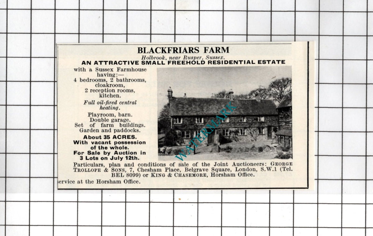 Blackfriars Farm Holbrook Sussex  - 1967 SMALL House Advert