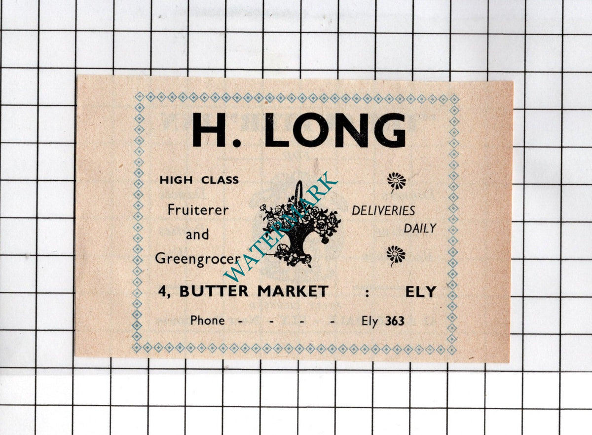 The Cutter Inn  Ely Cambridgeshire H Wenn /  H Long Grocer - 1949 Small Advert