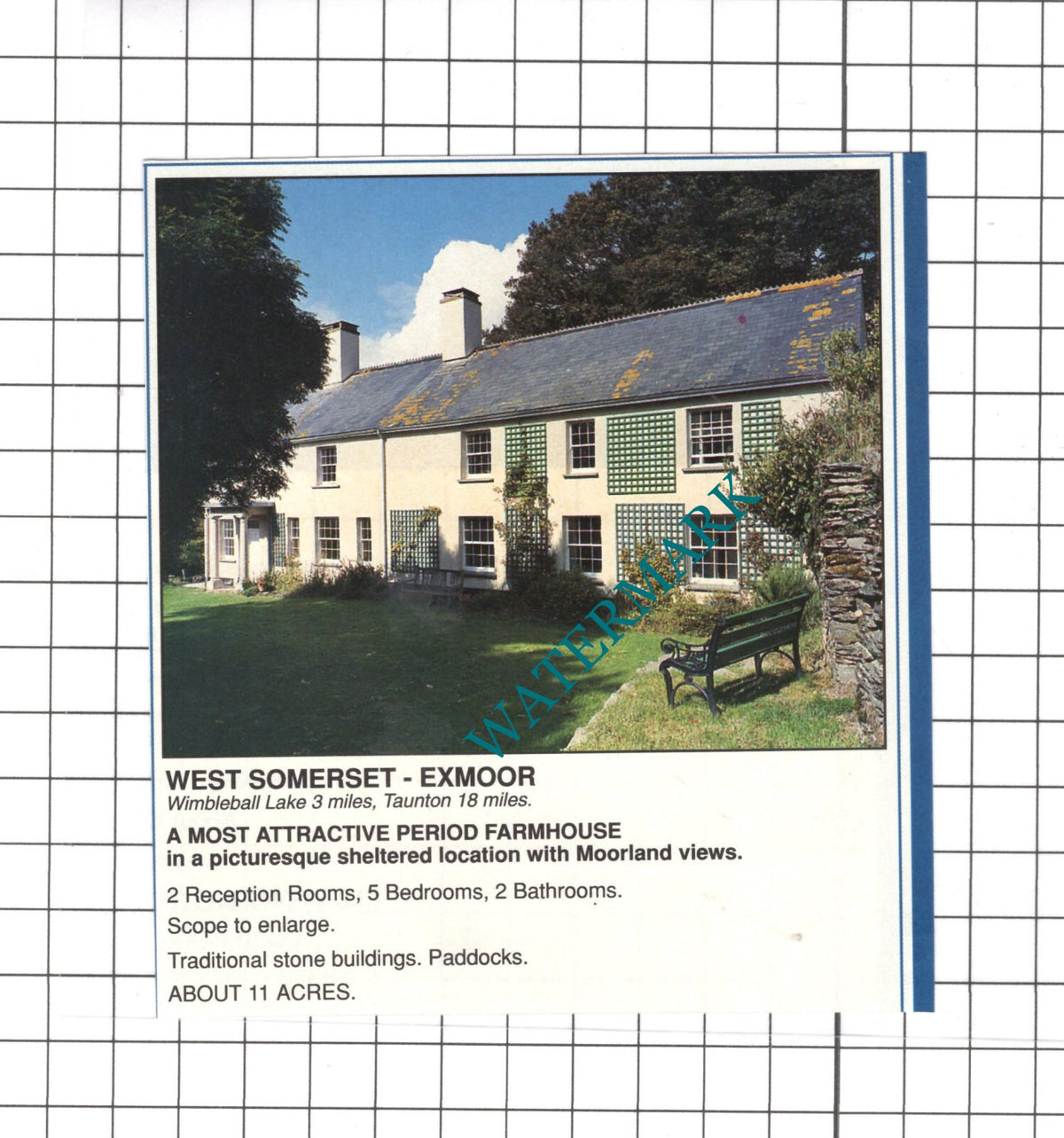 Exmoor Somerset Farm House Sale Advert - 1991 Clipping / Print