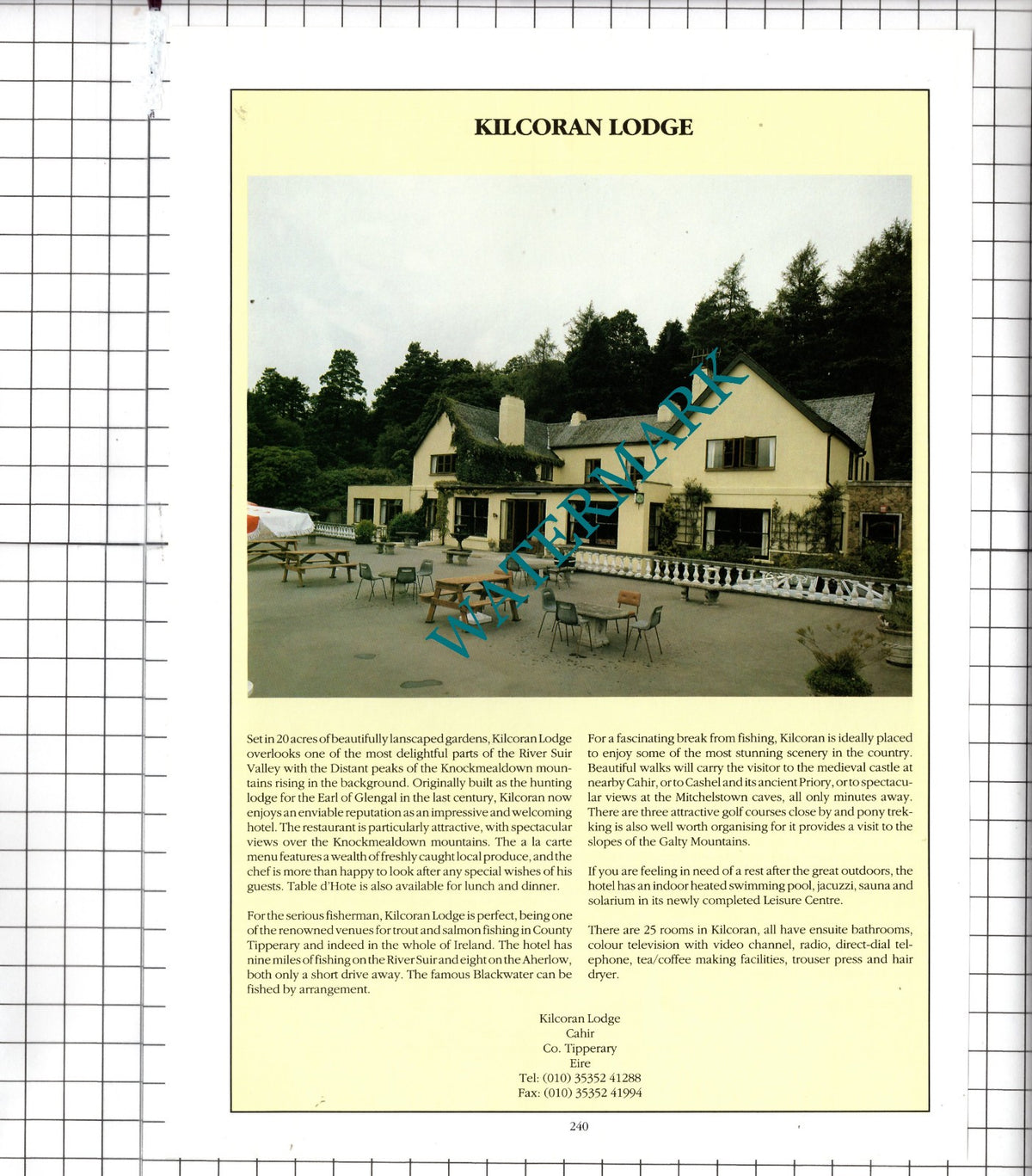 Kilcoran Lodge Cahir Tipperary Ireland  - 1991 Advert