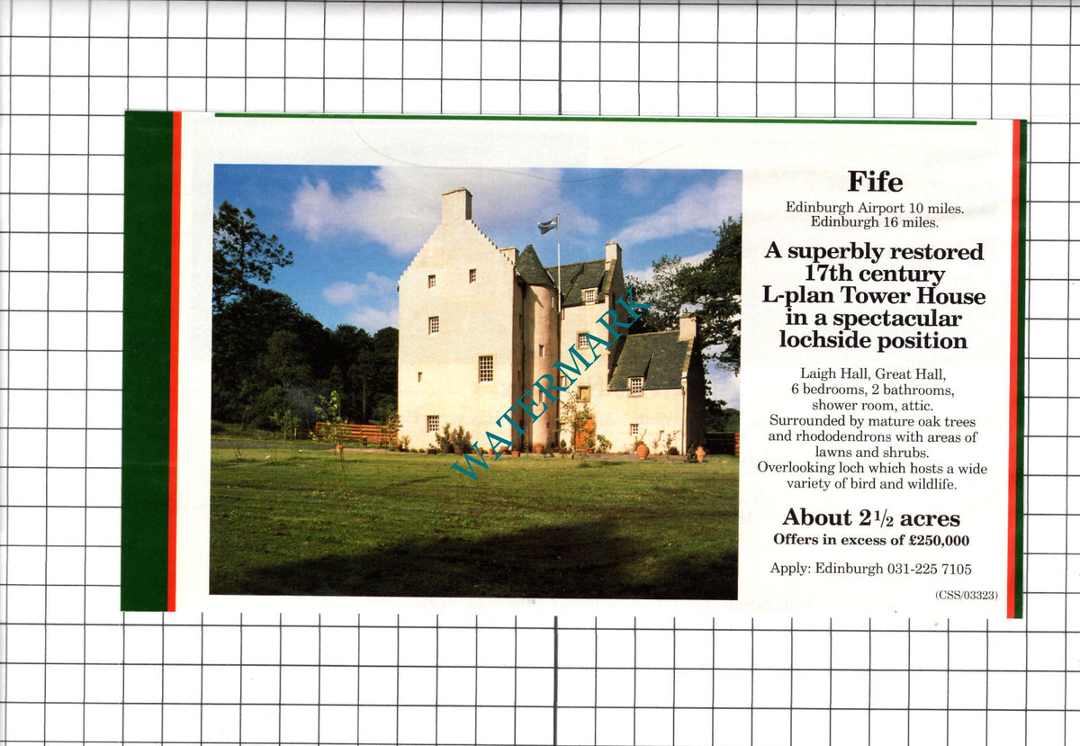 Fife Scotland Tower House  Sale Advert -   1991 Clipping