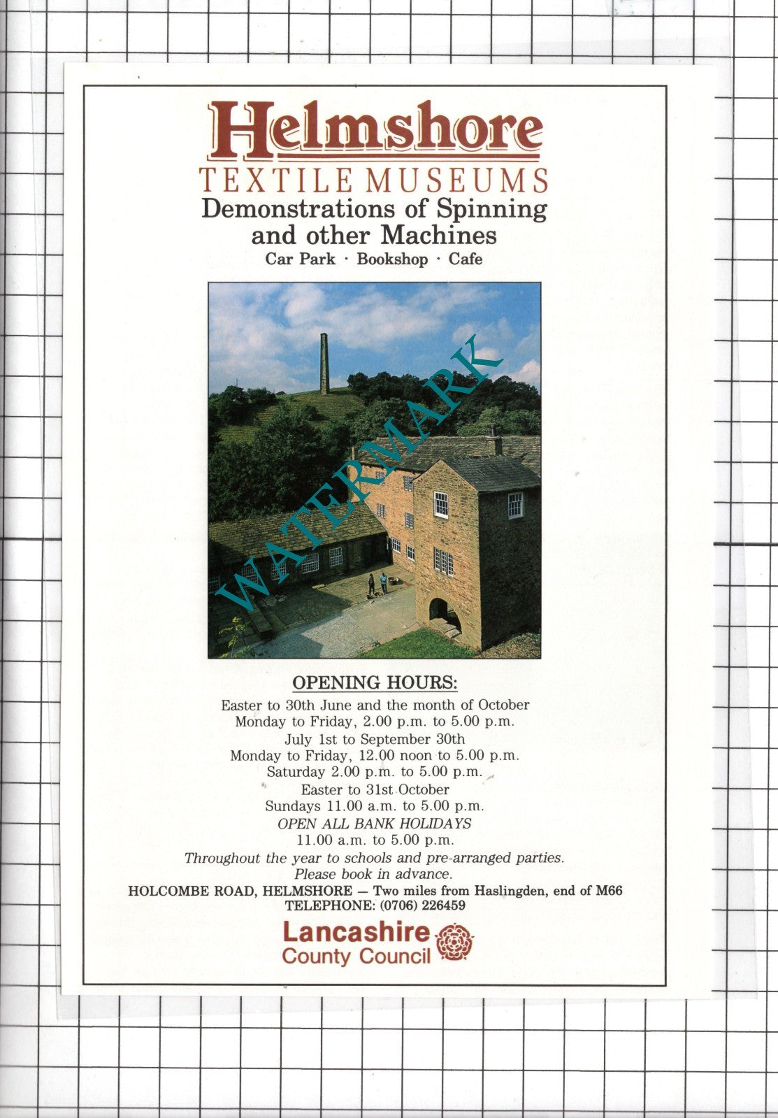 Helmshore Textile Museums  Lancashire Advert   -c.1994 Clipping