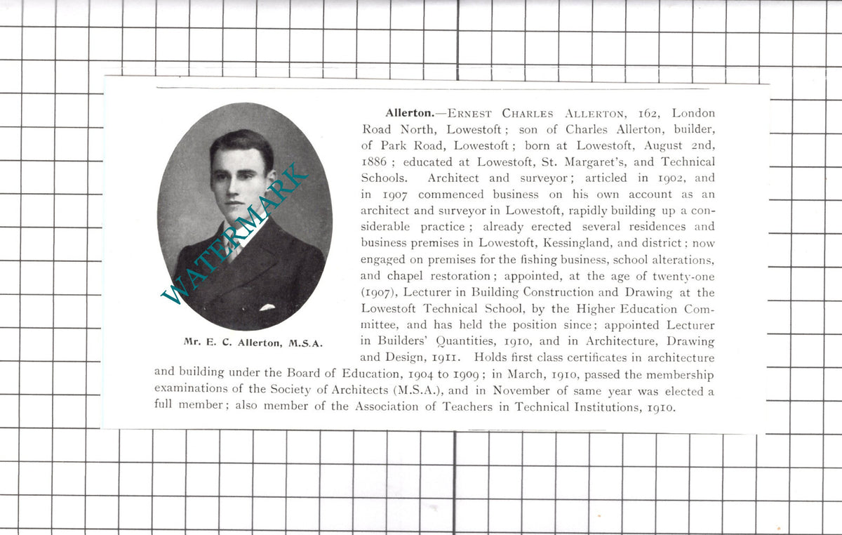 Ernest Charles Allerton Lowestoft / Sir Frederick William Wilson  -1911 Clipping