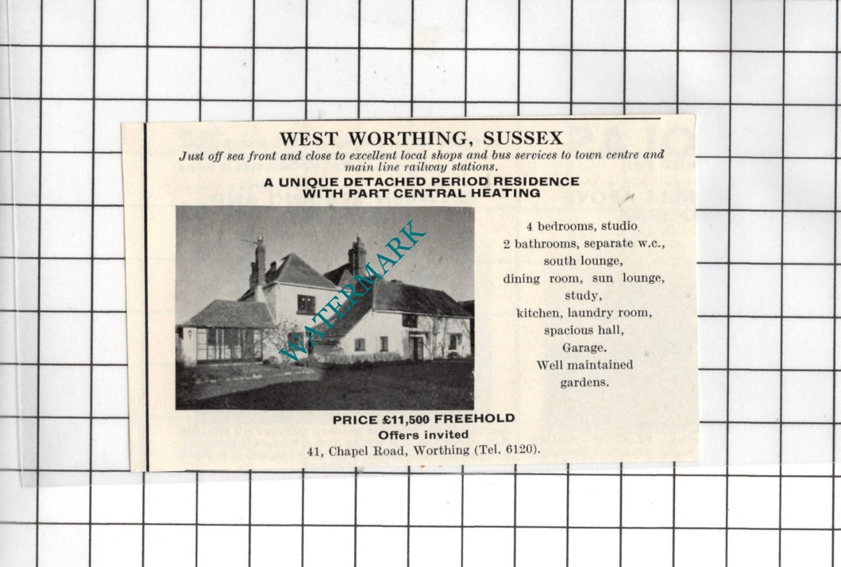 Worthing Sussex  - 1967 SMALL House Sale Advert