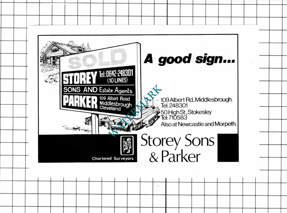 Storey Sons & Parker Estate Agents Middlebrough Advert - c.1980 Cutting / Print