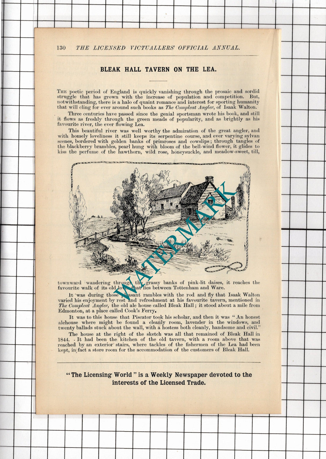 Bleak Hall Tavern Cook's Ferry Edmonton River Lea - 1902 Cutting