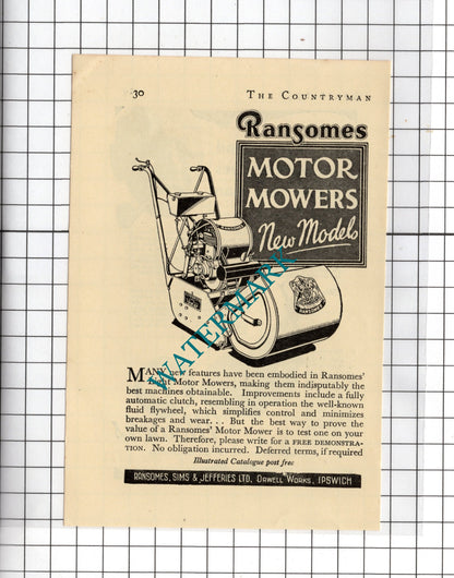 J P Engineering Co Ltd Leicester / Ransomes Sims & Jefferies Ltd - 1938 Advert