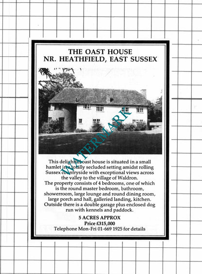 Oast House Heathfield Sussex / Ellingham Hall Sir Peter Gadsden - 1990 Advert