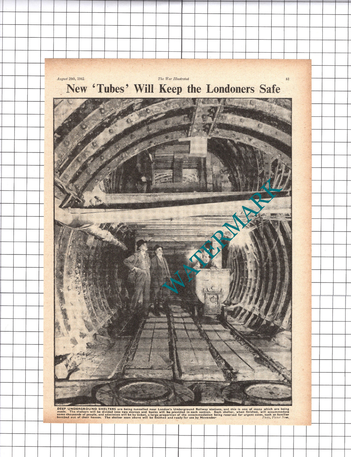 London Tube Underground Shelters World War Two WW2 - 1941 Clipping / Print