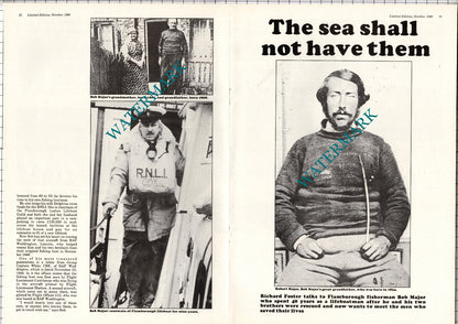 Flamborough Fisherman Bob Major Lifeboat Rescue - 1988 Centrefold Pullout Print