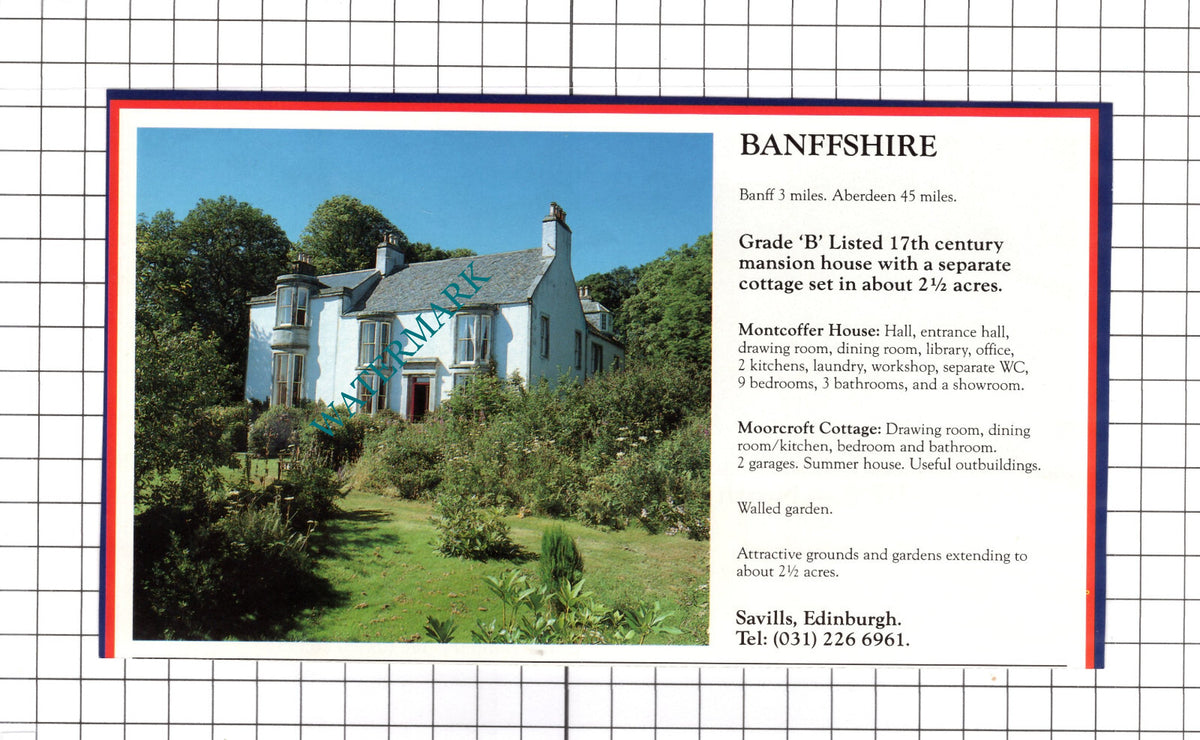 North Leigh Oxfordshire / Montcoffer House Banffshire House Sale Advert -c.1990