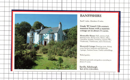North Leigh Oxfordshire / Montcoffer House Banffshire House Sale Advert -c.1990
