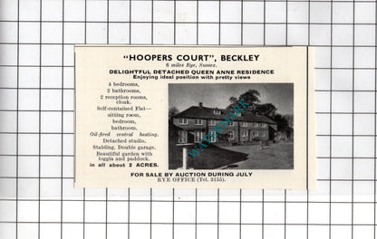 Hoopers Court Beckley Sussex / Long Ditton Surrey - 1967 SMALL House Advert