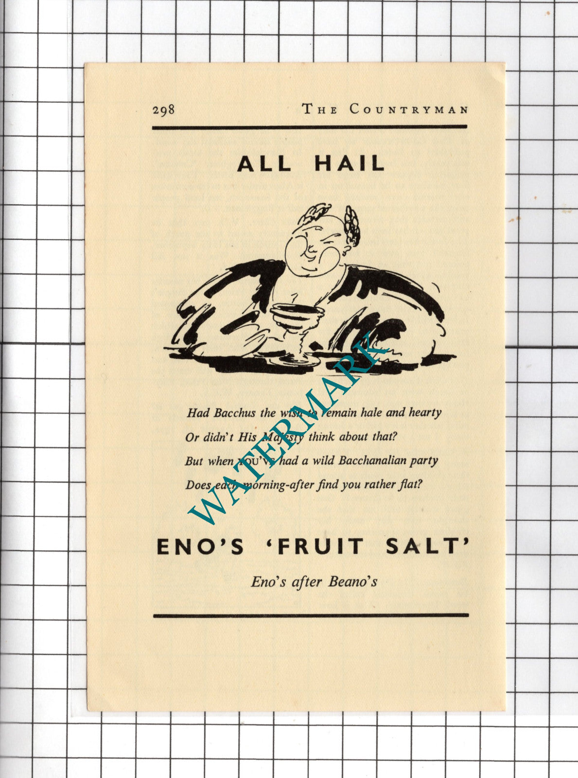 Eno's Fruit Salt  Advert - 1938 Clipping