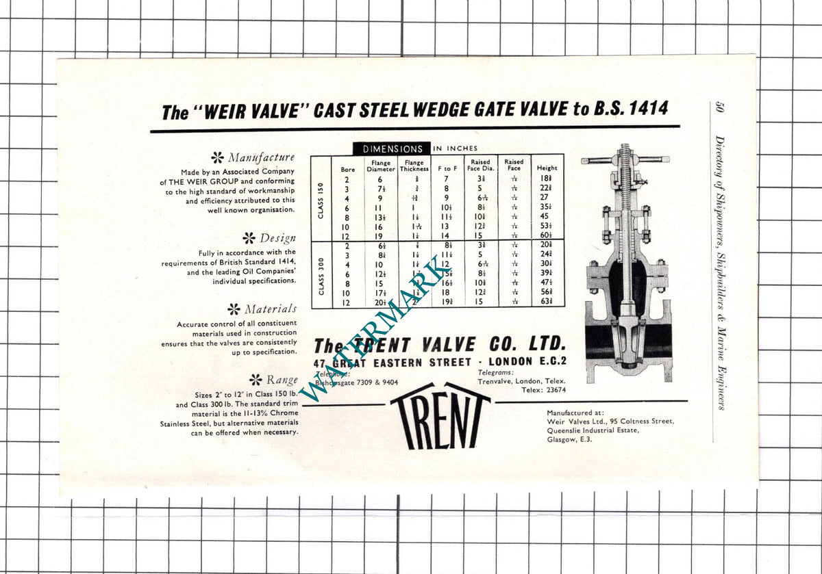 De Laval / The Trent Valve Co Ltd London ADVERT - c.1957 Book Print