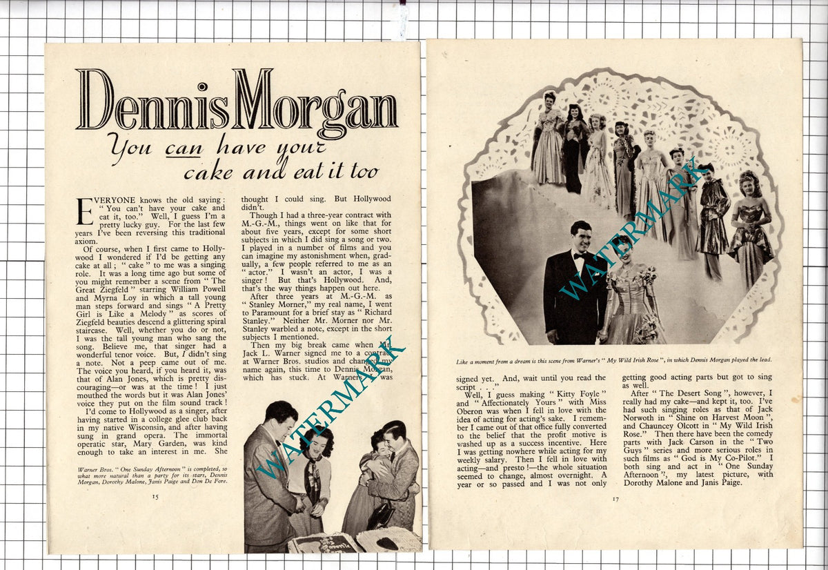 Dennis Morgan Actor  - c.1948 Article