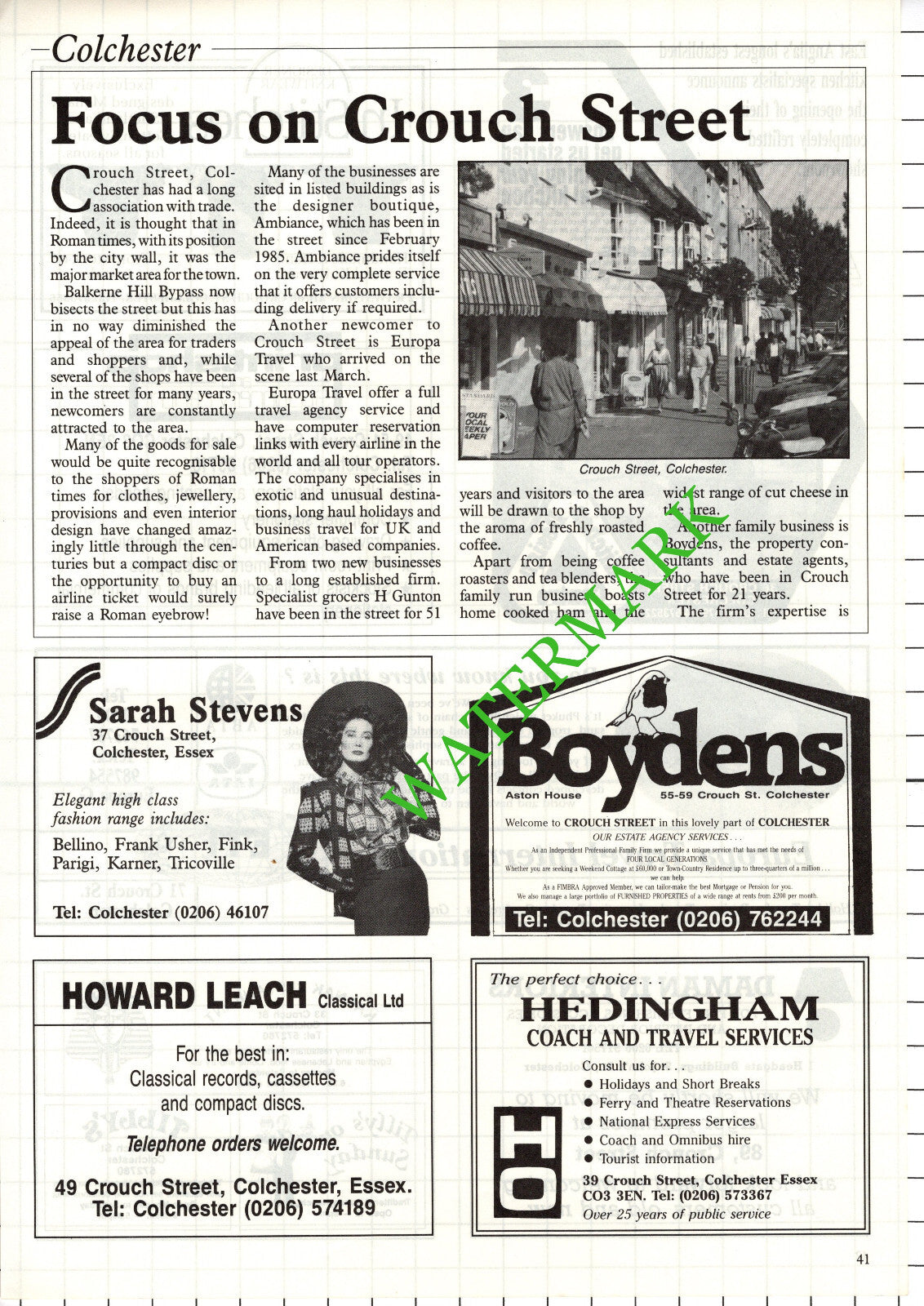 Crouch Street Colchester Essex -  - 1988 Article / Adverts