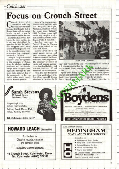 Crouch Street Colchester Essex -  - 1988 Article / Adverts