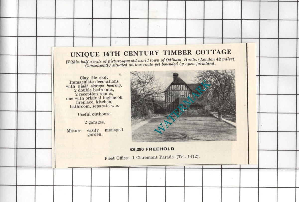 Odiham Hampshire SMALL House Sale Advert- 1967