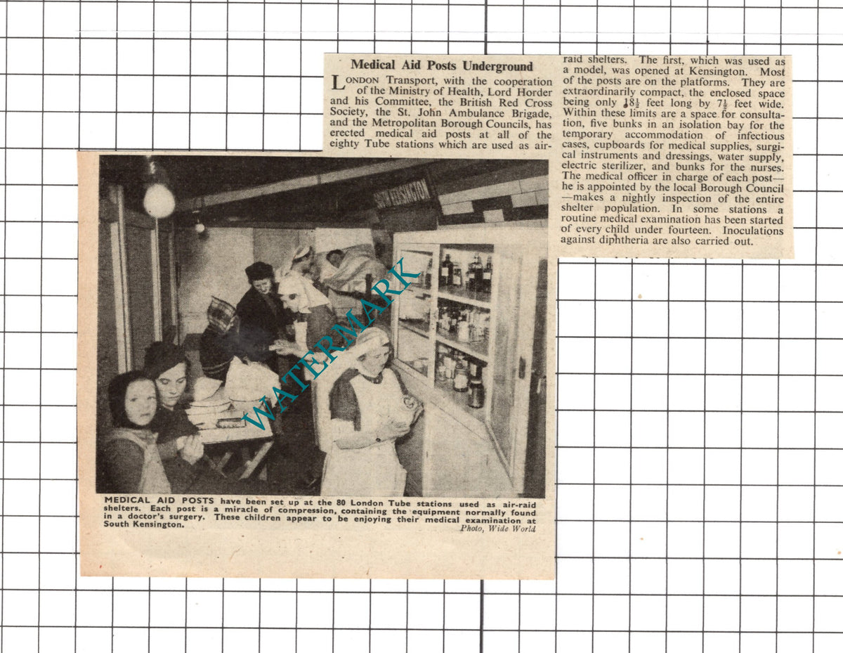 South Kensington Underground Station Tube World War Two WW2 -  1941 Clipping