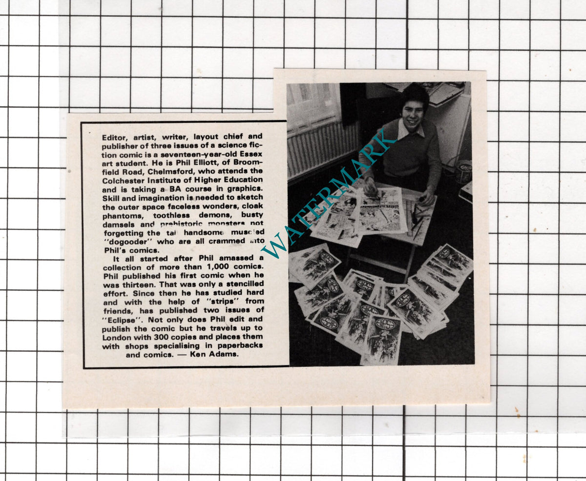 Phil Elliott Chelmsford Essex  Publisher - 1978 Cutting