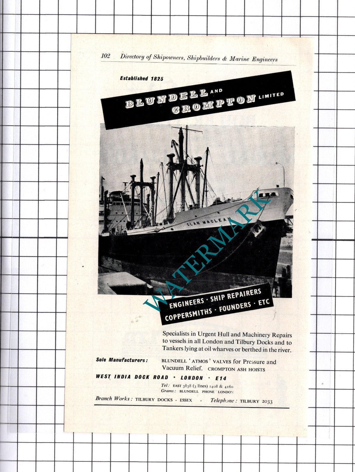 Blundell and Crompton Ltd / G & J Weir Ltd Cathcart Glasgow ADVERT - c.1957