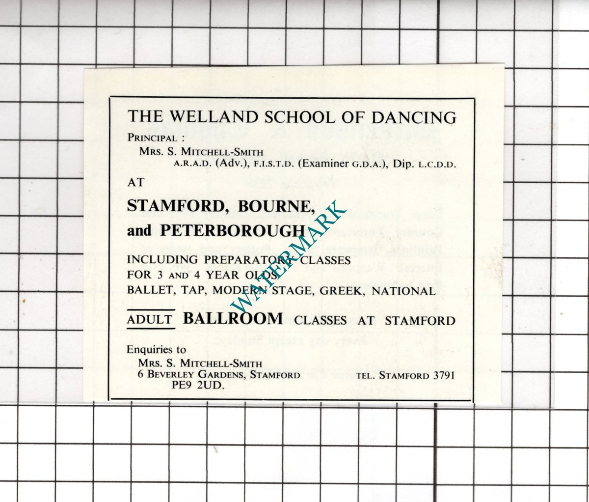Welland School Of Dancing Mitchell-Smith / Dickenson & Thomas  1974 SMALL Advert