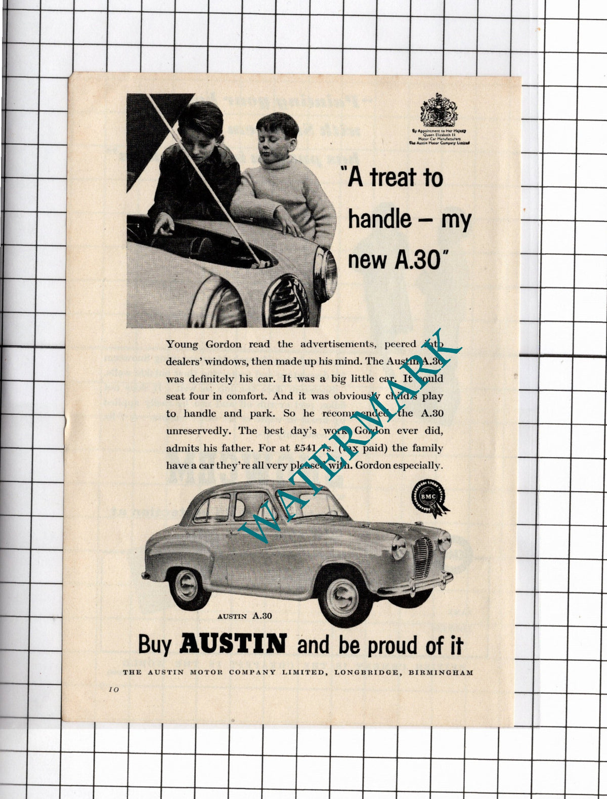 Austin A30 Car ADVERT - 1956 Small Clipping / Print