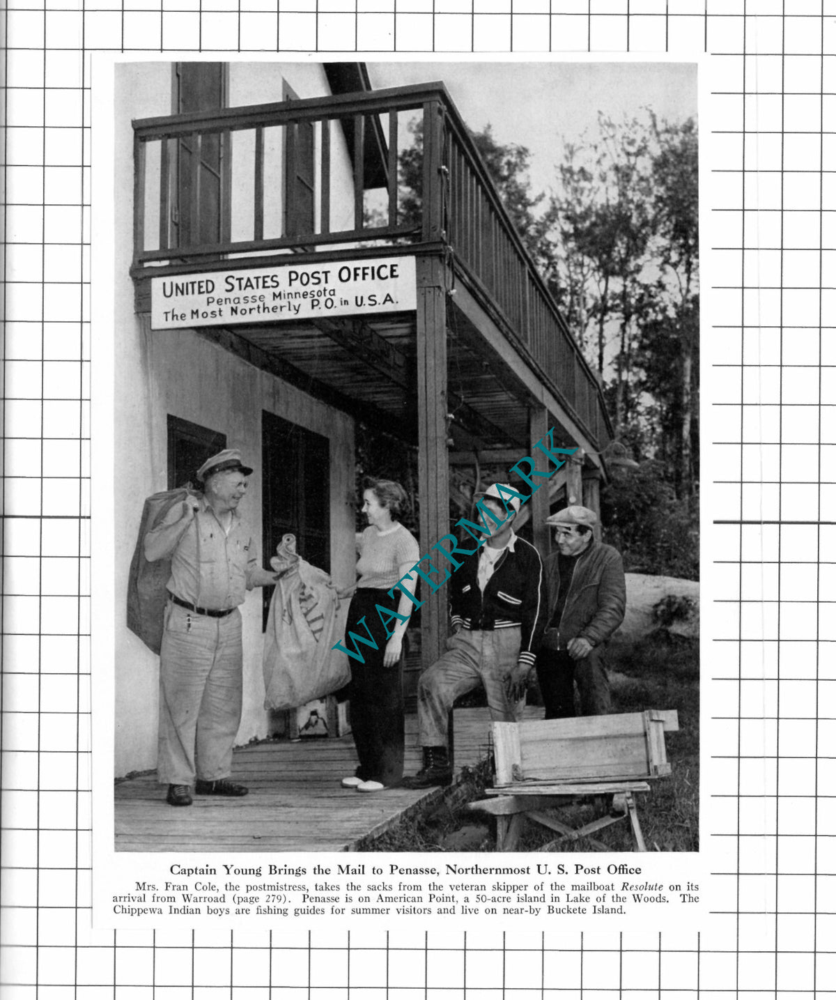 Fran Cole Penasse Minnesota Post Office Mailboat RESOLUTE - 1947 Clipping/ Print