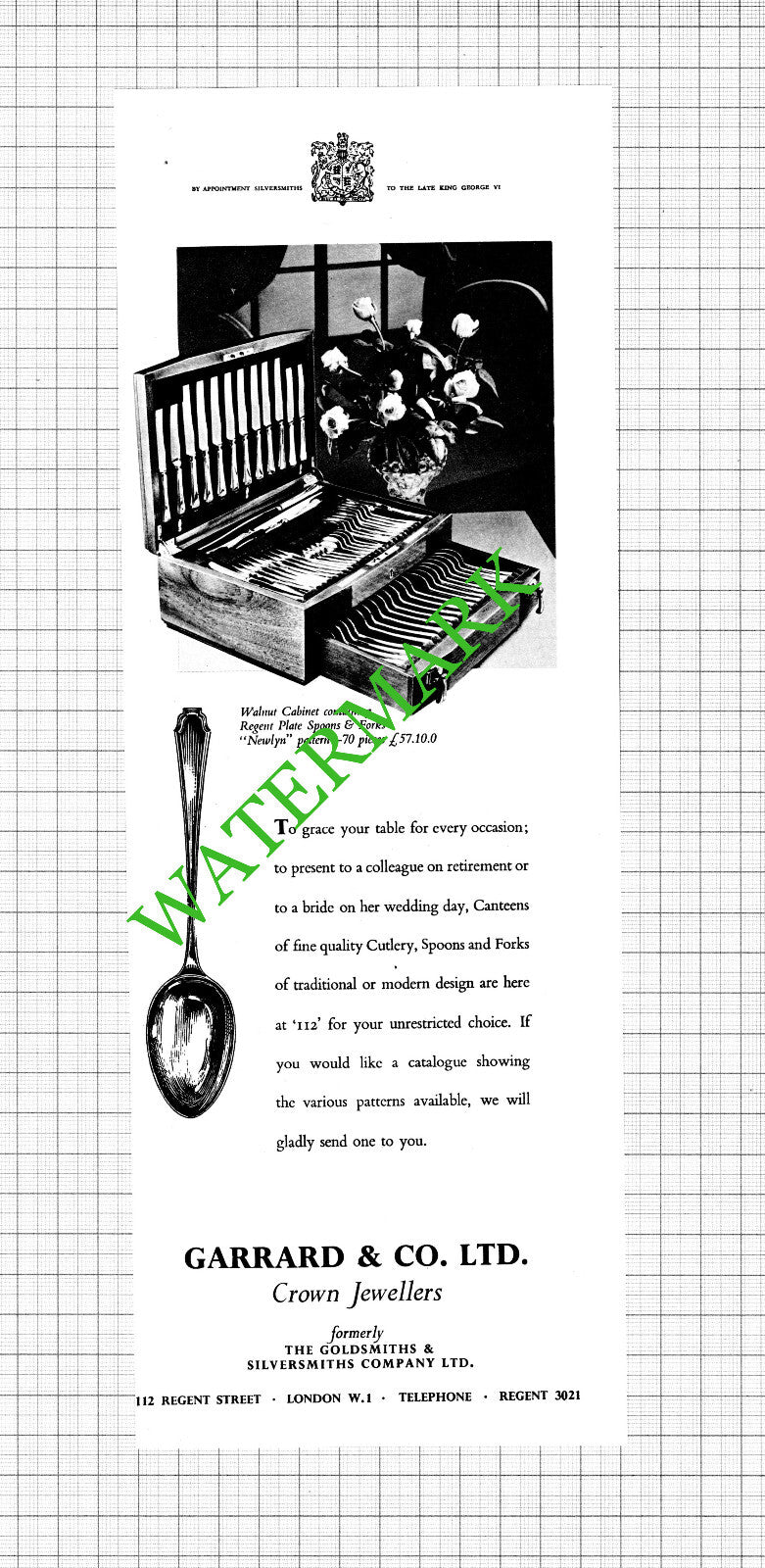Garrard & Co Ltd Jewellers London Advert - 1954 Cutting / Print