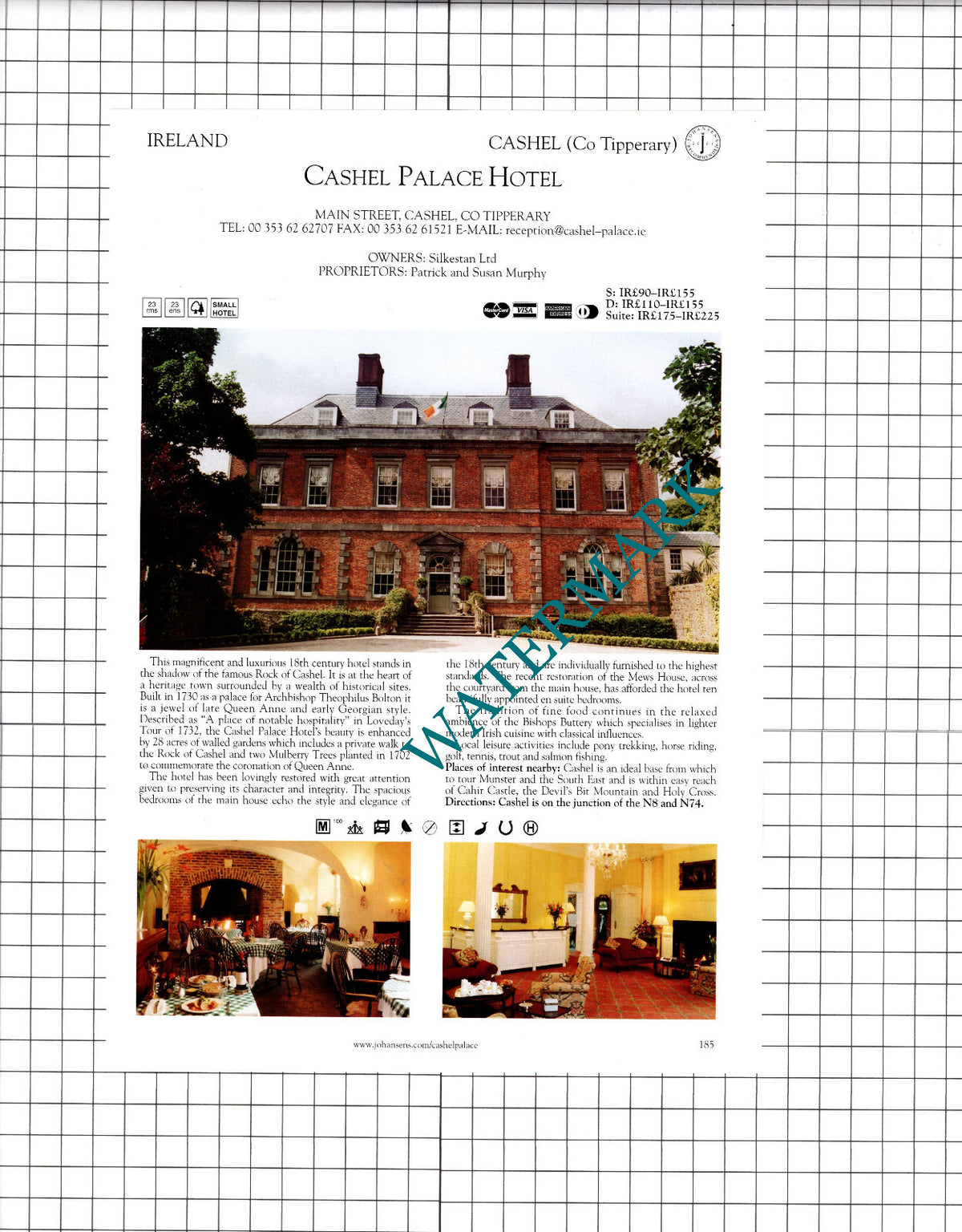 Cashel Palace Hotel Cashel Ireland / Ross Lake Rossacahill Galway -  2001 Advert