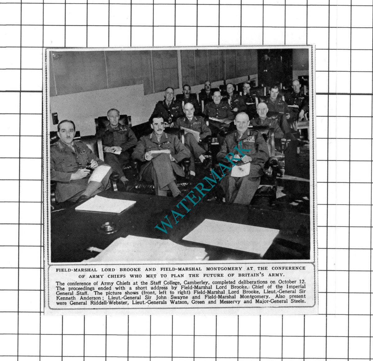 Field Marshall Lord Brooke  Montgomery Staff College Camberley - 1945  Clipping