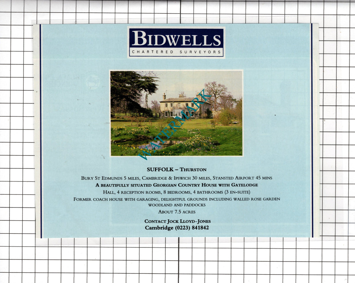 Thurston Suffolk House Sale Advert    - 1991 Cutting