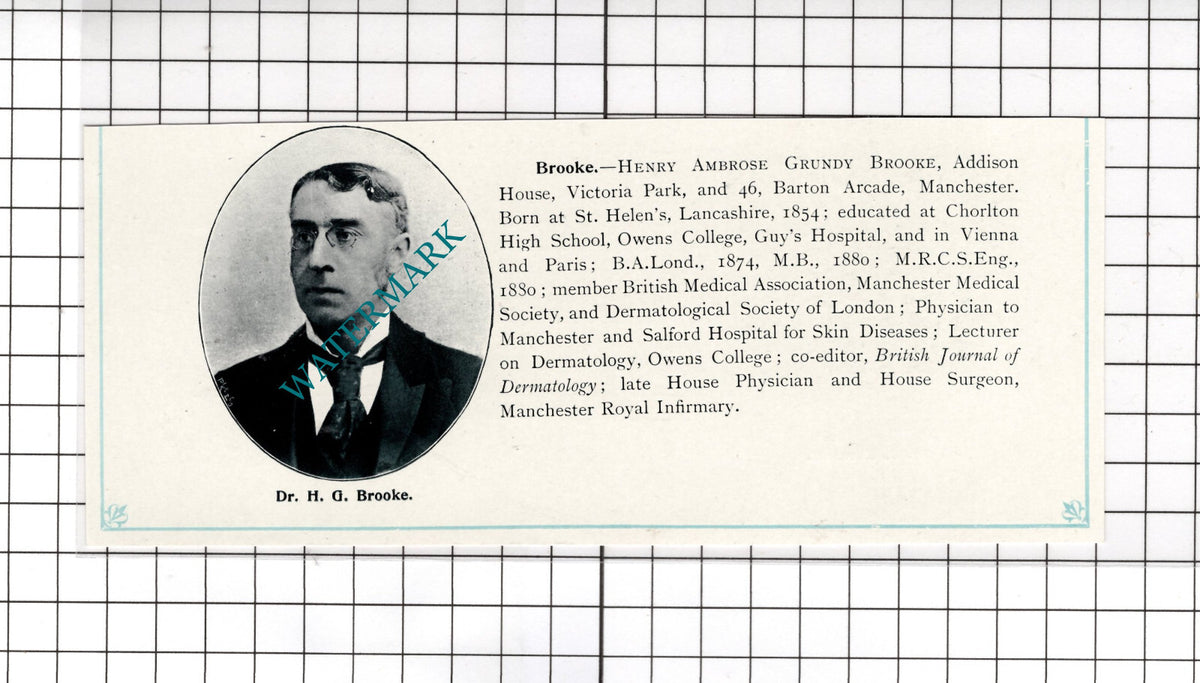 Henry Ambrose Grundy Brooke Addison House Manchester - c.1900 Cutting