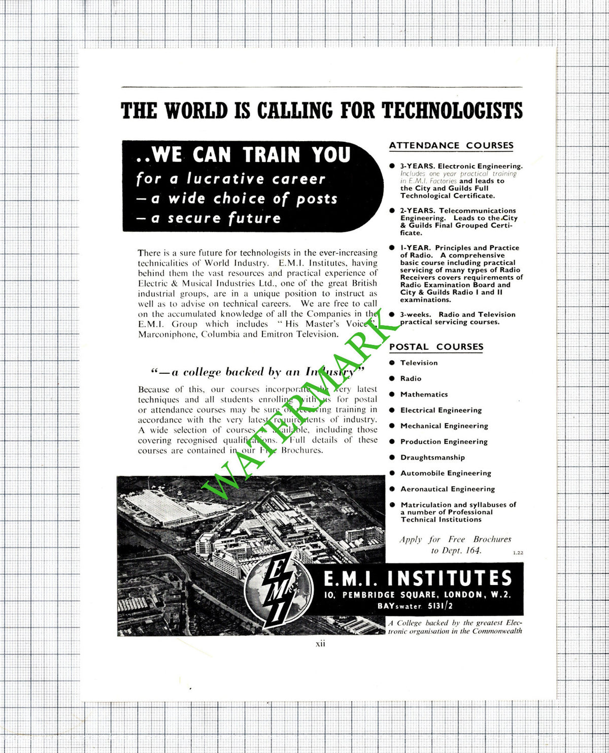 EMI Institutes  / Imperial Smelting Corporation Avonmouth Advert - 1951 Cutting