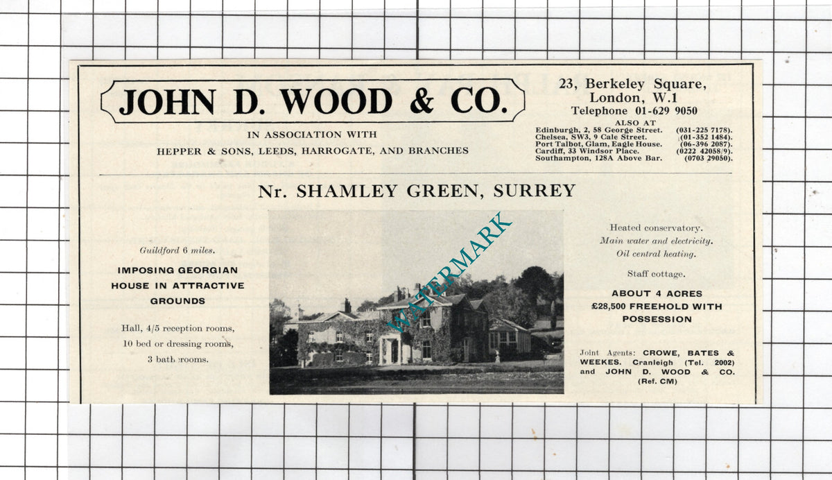 Shamley Green Surrey  - 1969 House Sale Advert