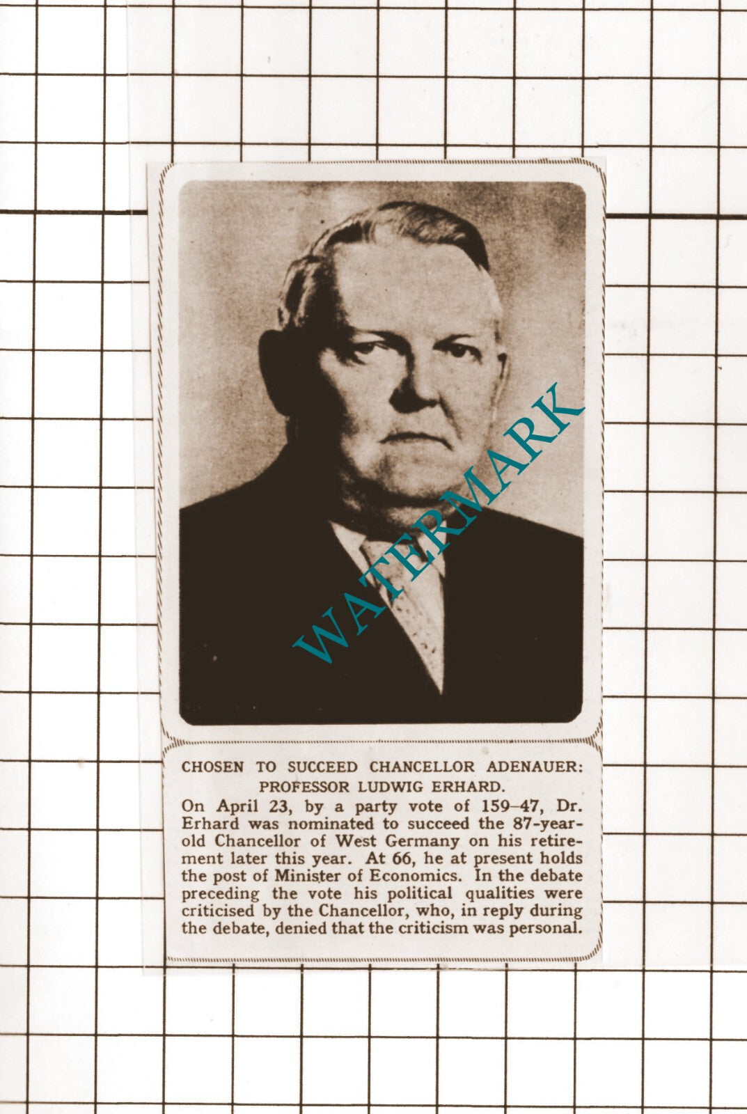 Professor Ludwig Erhard - 1963 Small Cutting