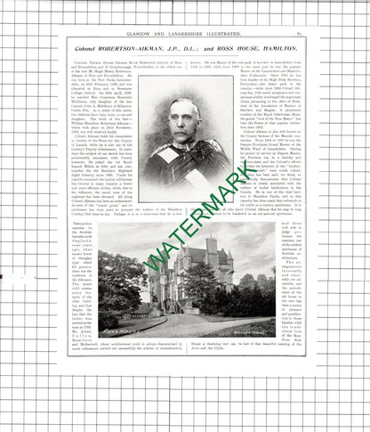 Col Thomas Robertson-Aikman Ross House Col Ralston Bothwell -1904 Article