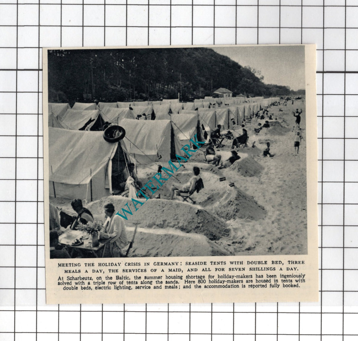 Scharbeutz Germany Beach Tents  -  1950 SMALL Cutting