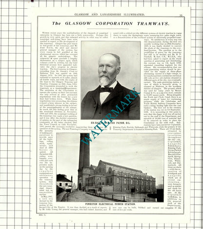 Glasgow Tramways Walter Paton Pinkston Power Station John Young - 1904 Article