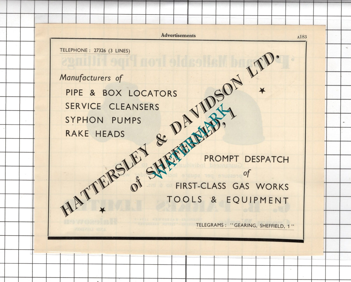 Hattersley & Davidson Ltd Sheffield / G B Parkes Ltd Halesowen   -1951 Advert