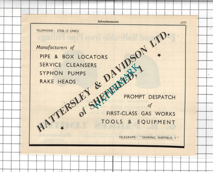 Hattersley & Davidson Ltd Sheffield / G B Parkes Ltd Halesowen   -1951 Advert