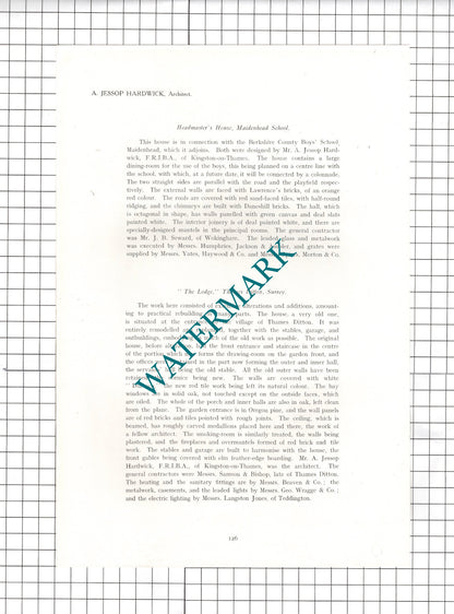 The Lodge Thames Ditton Surrey Jessop Hardwick Architect -  1911 Article / Print