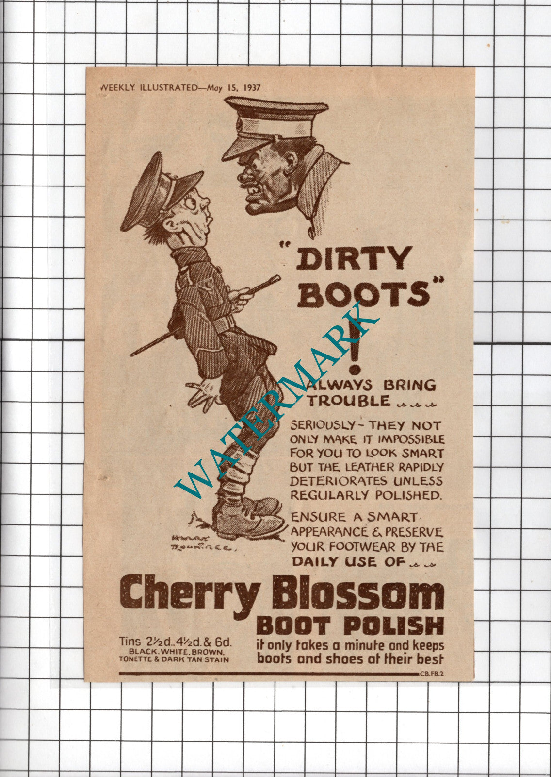 Cherry Blossom Boot Polish  - 1937 Small Advert