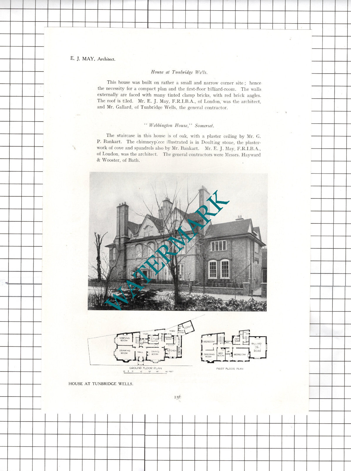 Webbington House Somerset E J May Architect  -1911 Article / Print