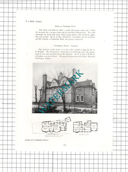 Webbington House Somerset E J May Architect  -1911 Article / Print