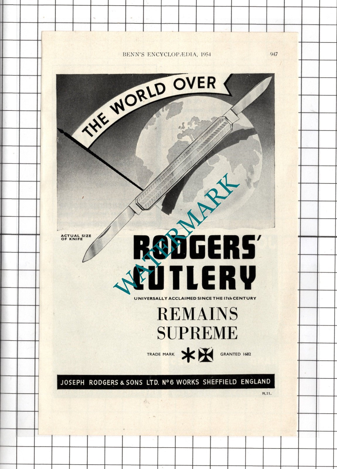 Joseph Rodgers & Sons Sheffield / John Wilson Sheffield Cutlery  - 1954 ADVERT