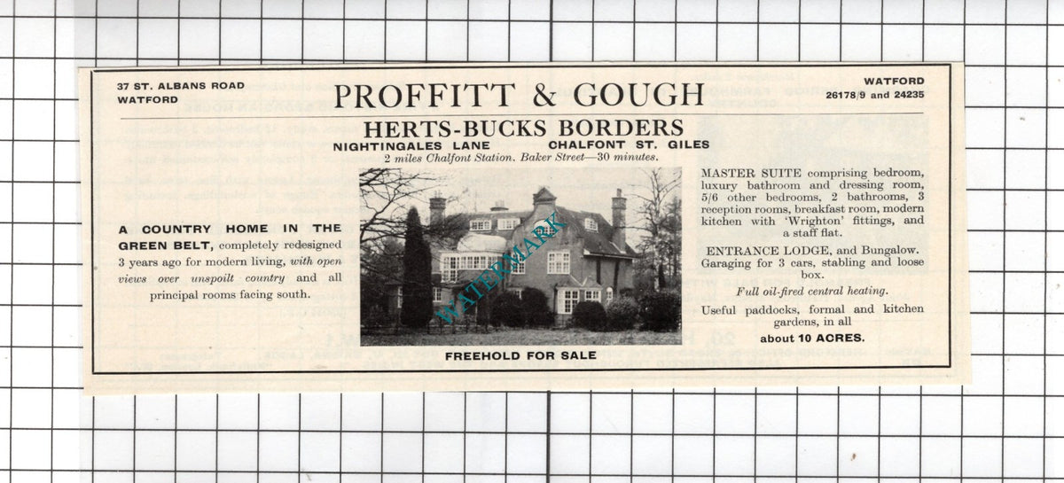 Nightingales Lane Chalfont St Giles Buckinghamshire House Sale Advert - 1967