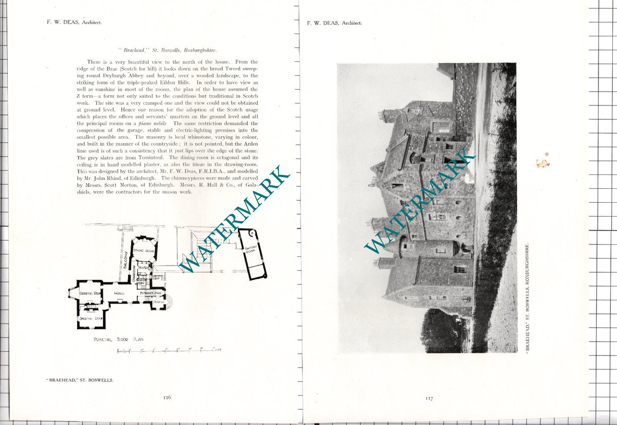 Braehead St Boswells Roxburghshire F W Deas Architect - 1911 Article / Print