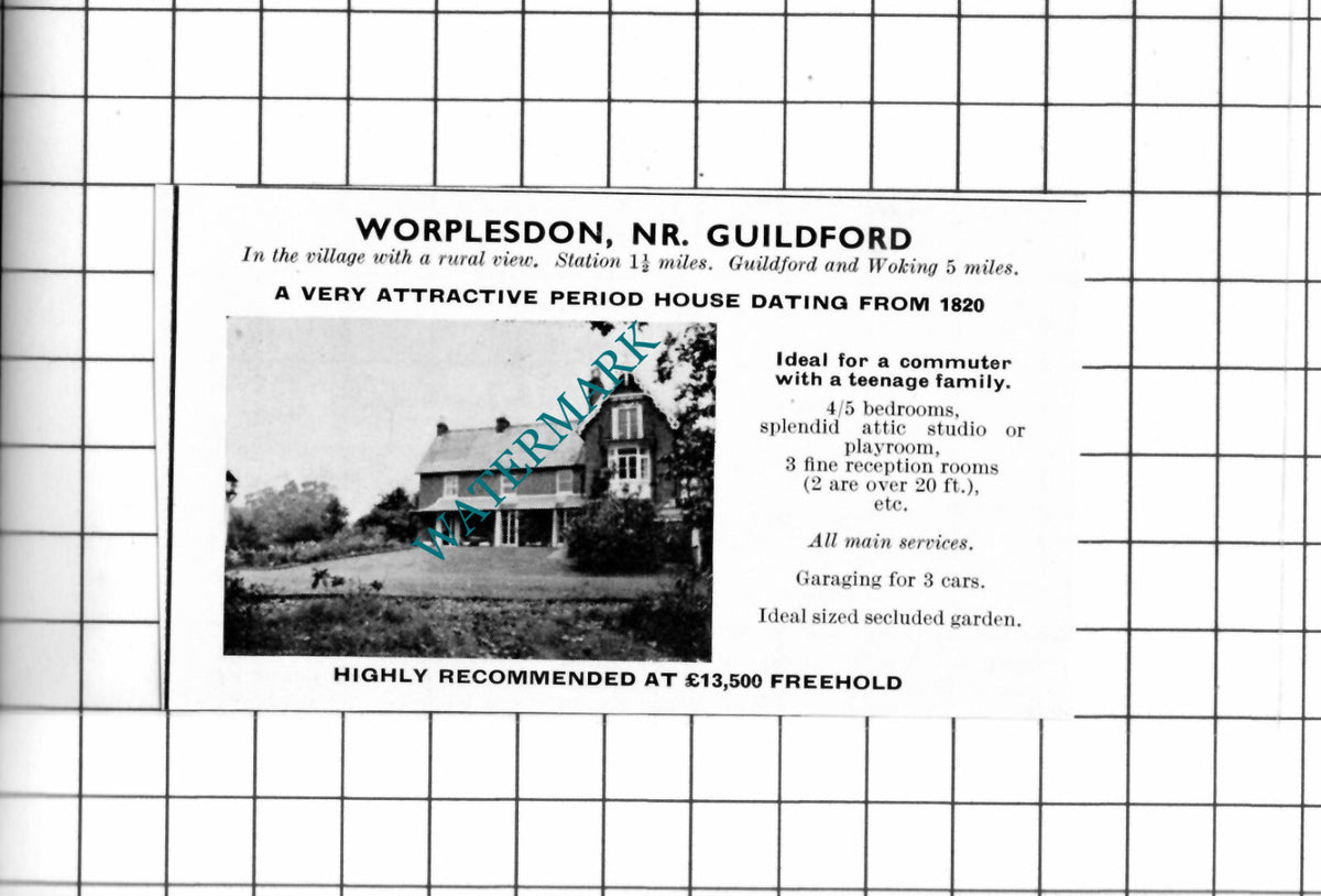 Worplesdon Guildford Surrey Small House Sale Advert - 1967 Clipping